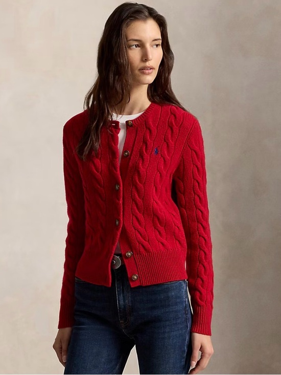 Ralph Lauren Sweaters - Ralph Lauren Red M Cable Knit Cardigan original price $268